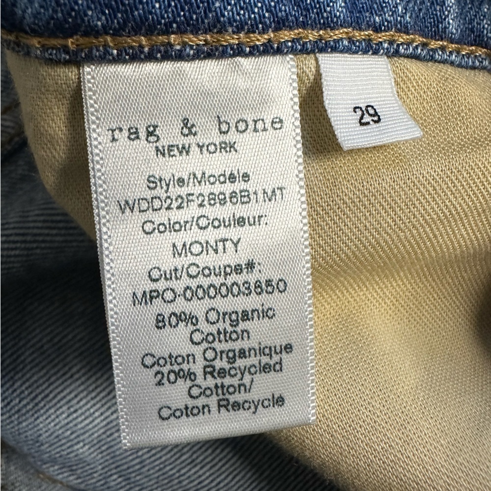 Rag & Bone Nina High Rise Straight Ankle Cigarette Cotton Raw Hem 29 Blue NWT - Picture 12 of 16